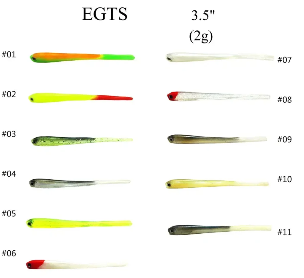 EGTS 3.5in 2g double color pin shape tail soft lure