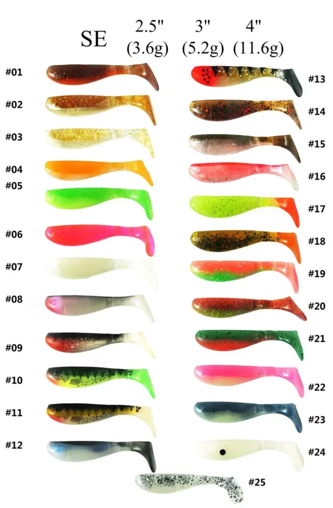 SE 2.5in 3.6G 3in 5.2G 4in 11.6G T tail soft lure
