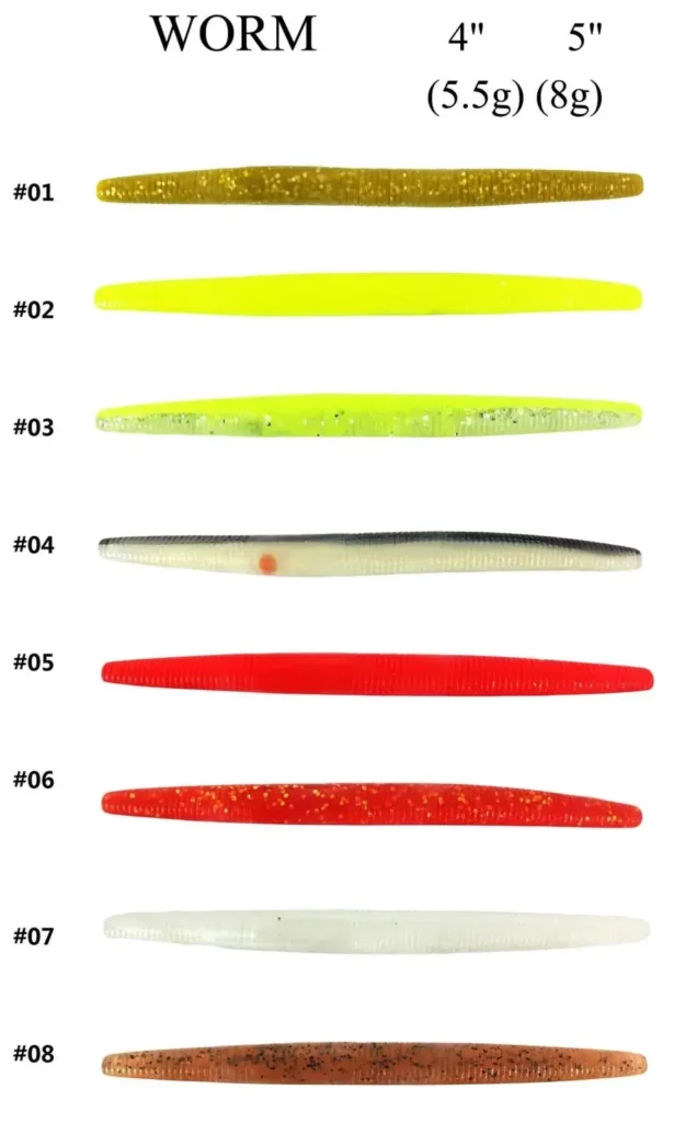 WORM 4in 5.5G 5in 8G soft plastic bass fishing stickbait